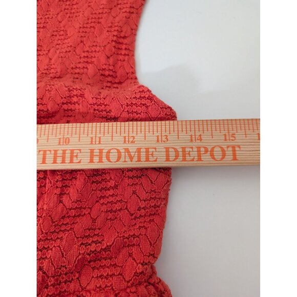 Free People Crochet Dress Womens Size Medium Orange Boho Keyhole Sleeveless - Picture 10 of 11